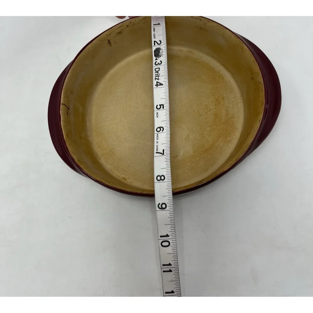 Pampered‎ Chef Traditions Collection Stoneware Cranberry Pie Plate Made in USA